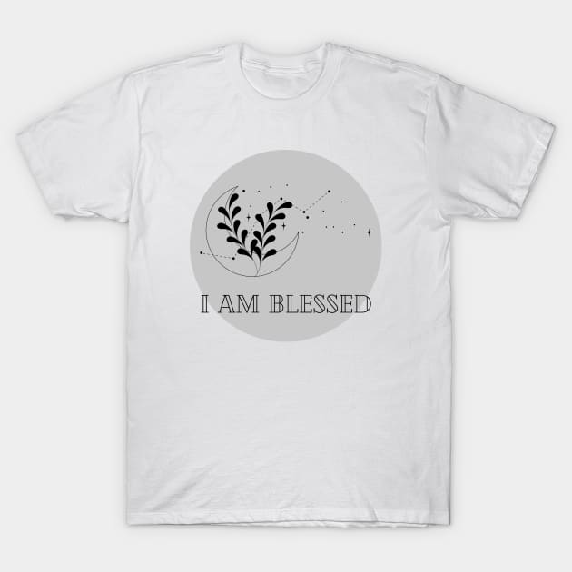 Affirmation Collection - I Am Blessed (Gray) T-Shirt by Tanglewood Creations